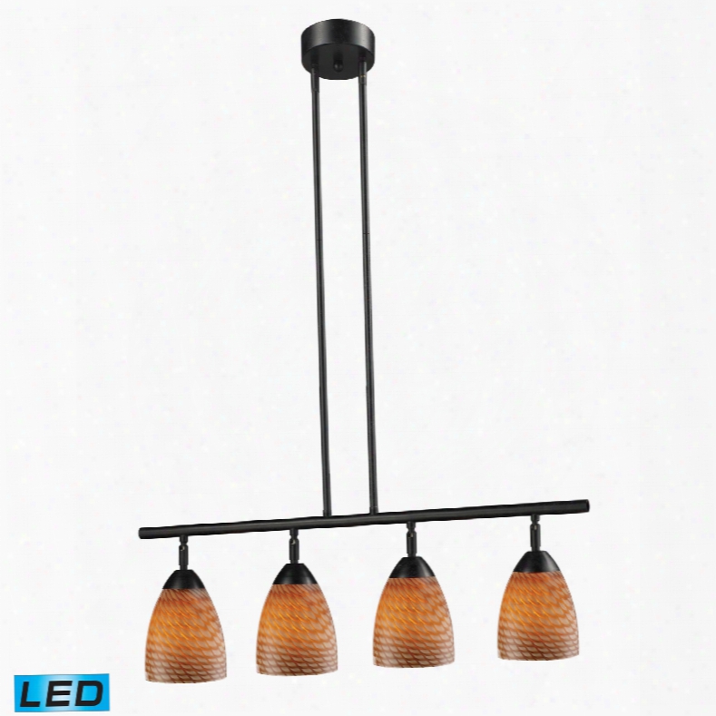 Elk Lighting Celina 4-light Led Island In Dark Rust And Cocoa Glass