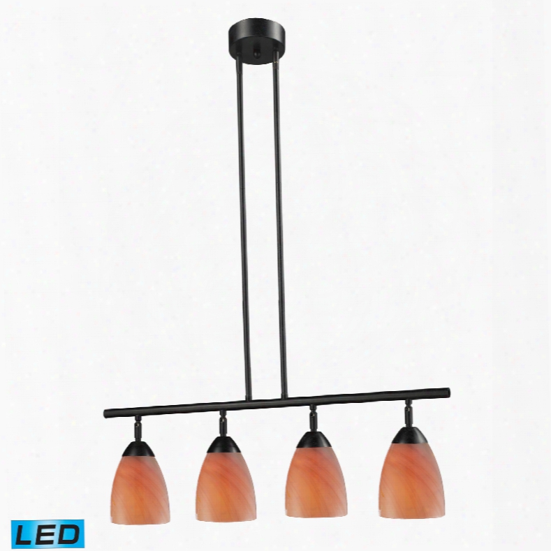 Elk Lighting Celina 4-light Led Island In Dark Rust And Sandy Glass