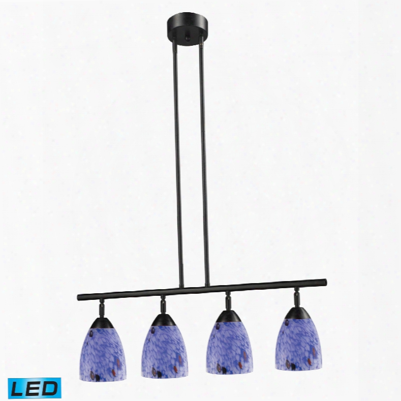 Elk Lighting Celina 4-light Led Island In Dark Rust And Starburst Blue Glass