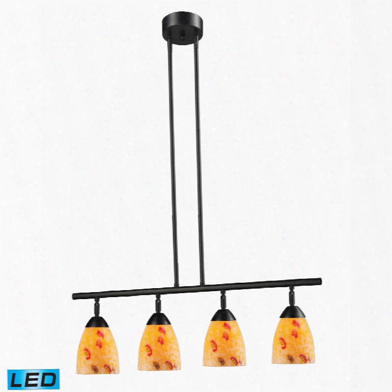 Elk Lighting Celina 4-light Led Island In Dark Rust And Yellow Glass