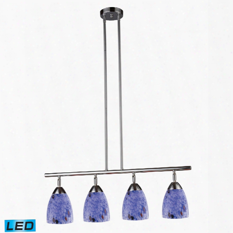 Elk Lighting Celina 4-light Led Island In Polished Chrome And Starburst Blue Glass