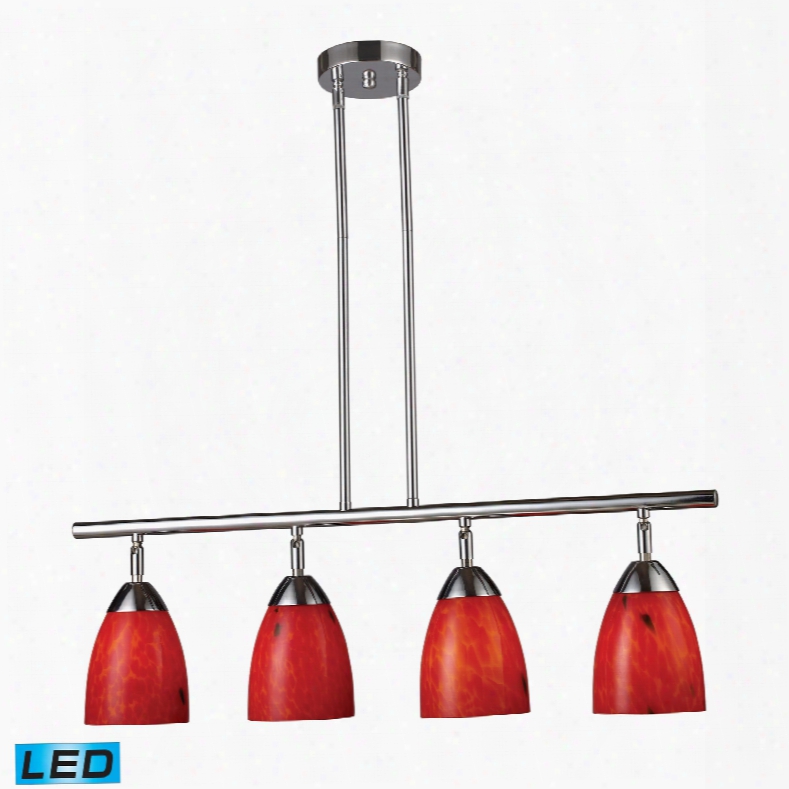 Elk Lighting Celina 4-light Led Island In Polished Chrome And Fire Red