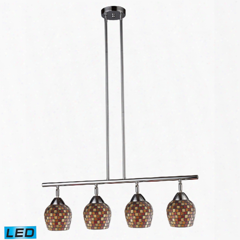 Elk Lighting Celina 4 -light Led Island In Polished Chrome And Multi Fusion Glass