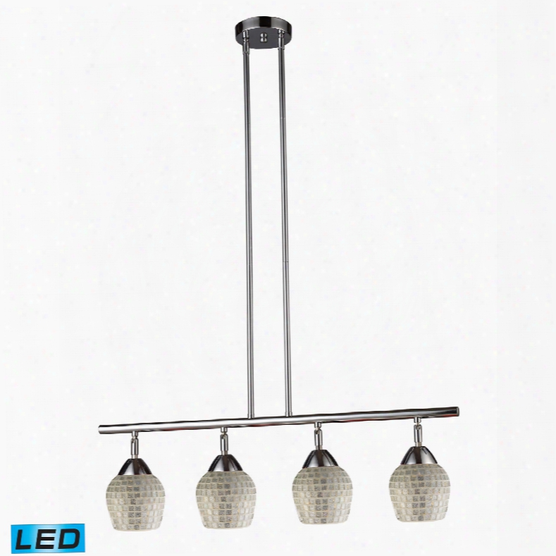 Ek Lighting Celina 4-light Led Island In Polished Chrome And Silver Glass