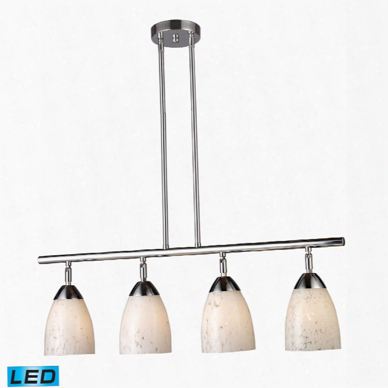 Elk Lighting Celina 4-light Led Island-light In Polished Chrome And Snov White