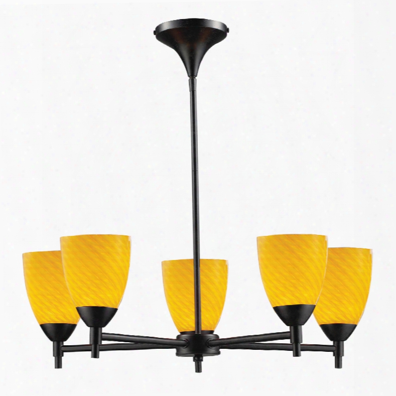 Elk Lighting Celina 5-light Chandelier In Dark Rust And Canary Glass