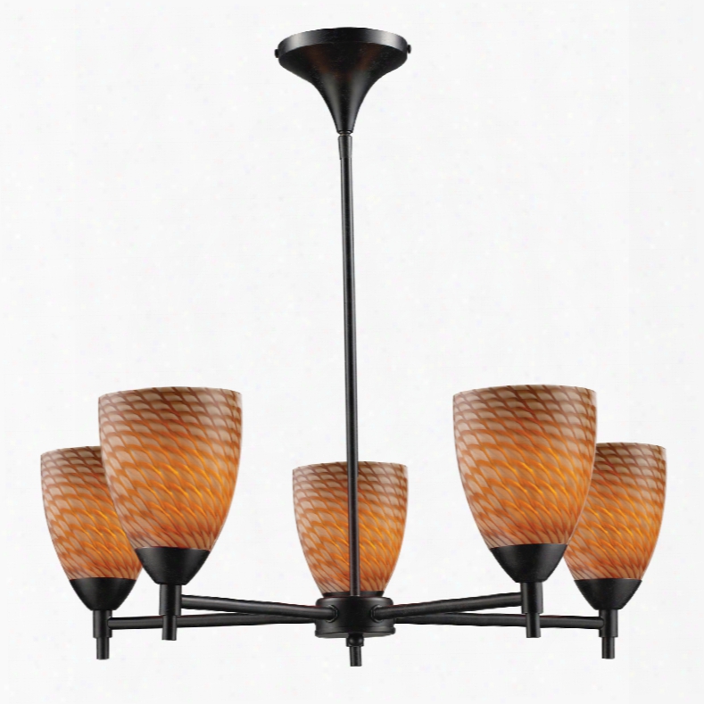 Elk Lighting Celina 5-light Chandelier In Dark Rust And Cocoa Glass