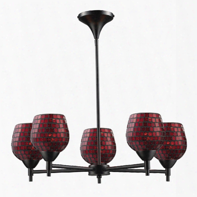 Elk Lighting Celina 5-llight Chandelier In Dark Rust And Copper Glass