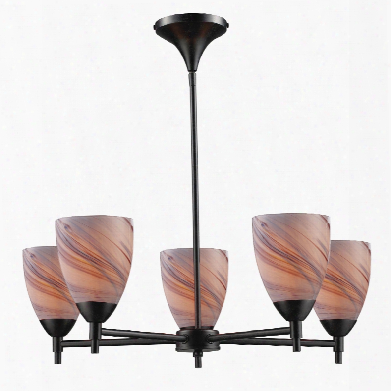 Elk Lighting Celina 5-light Chandelier In Dark Rust And Creme Glass