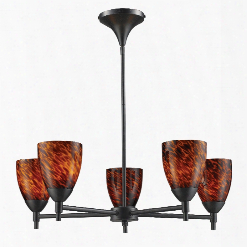 Elk Lighting Celina 5-light Chandelier In Dark Rust And Espresso Glass