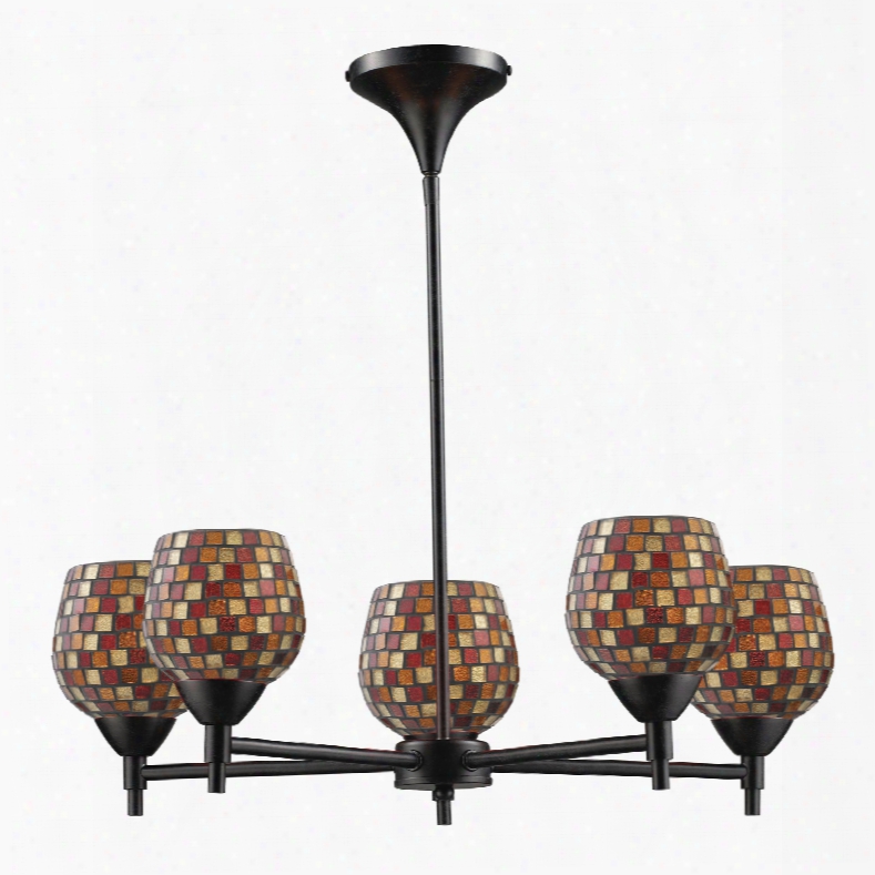 Elk Lighting Celina 5-light Chandelier In Dark Rust And Multi Fusion Glass