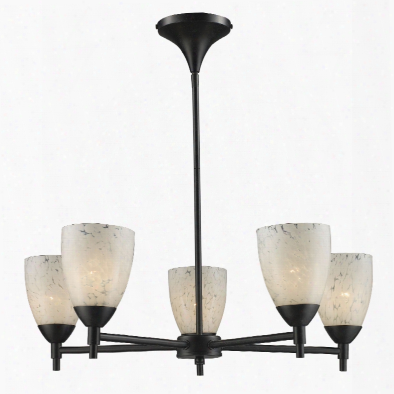 Elk Lighting Celina 5-light Chandelier In Dark Rust And Snow White Glass