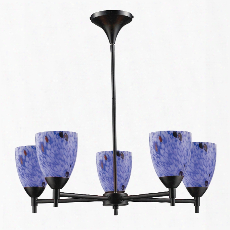 Elk Lighting Celina 5-light Chandelier In Dark Rust And Starburst Blue Glass