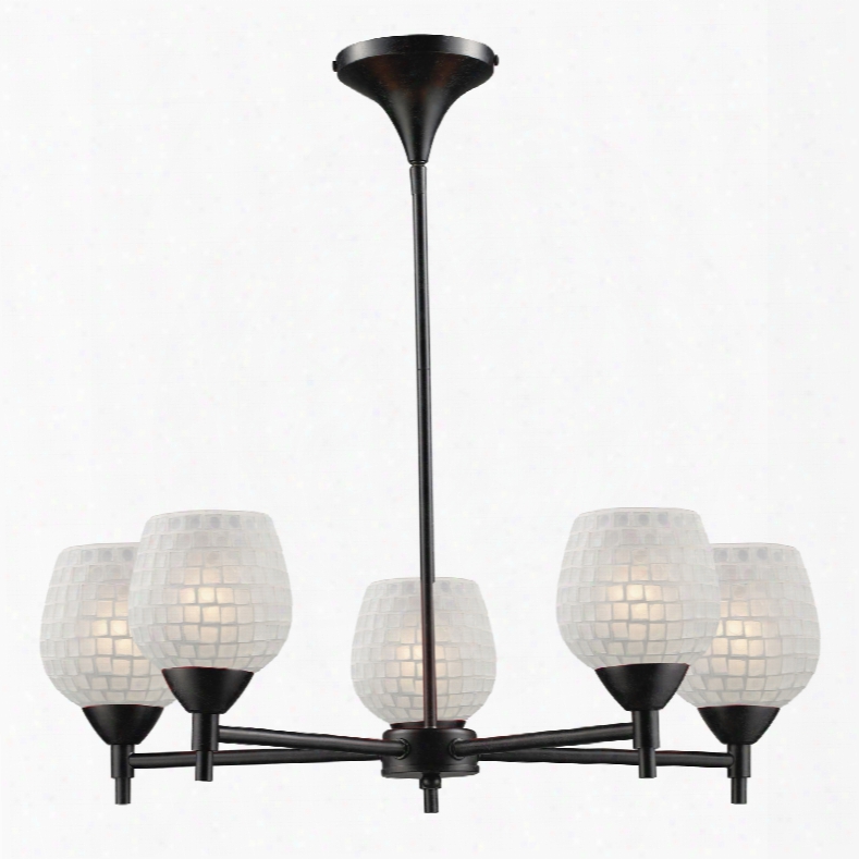 Elk Lighting Celina 5-light Chandelier In Dark Rust And White Glass