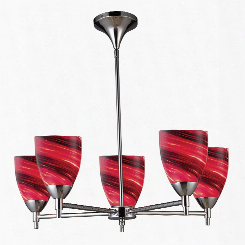 Elk Lighting Celina 5-light Chandelier In Polished Chrome And Autumn Glass