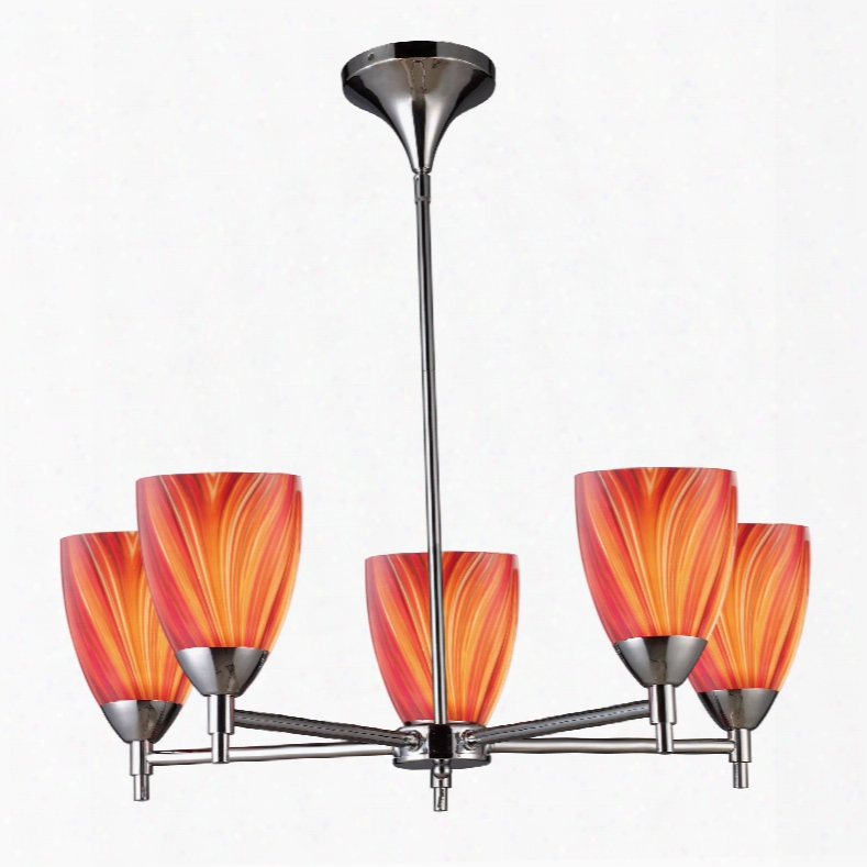 Elk Lighting Celina 5-light Chandelier In Polished Chrome And Multi Glass