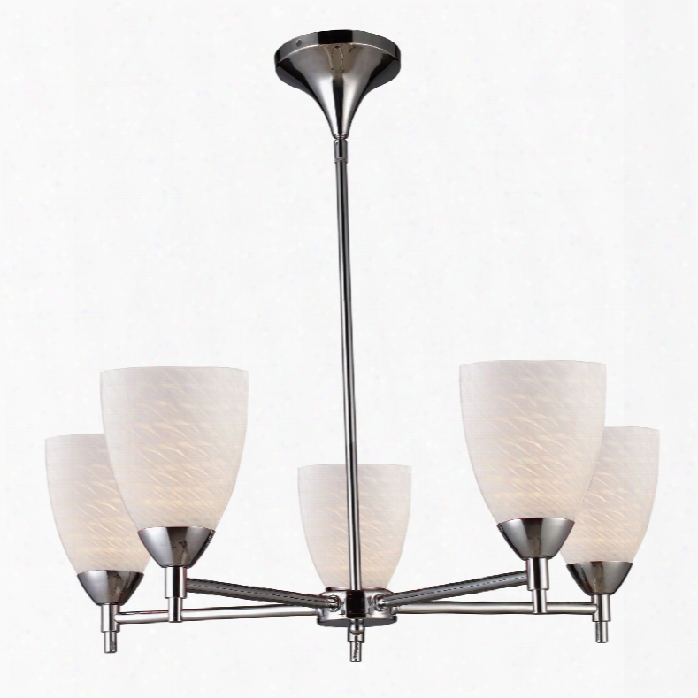 Elk Lighting Celina 5-light Chandelier In Polished Chroje And White Swirl Glass