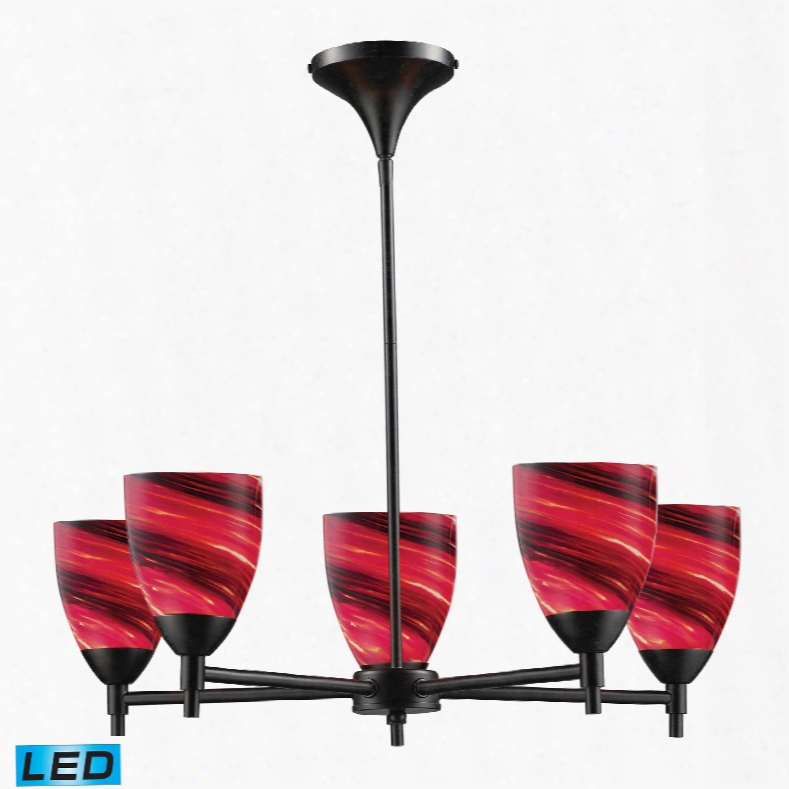 Elk Lighting Celina 5-light Led Chandelier In Dark Rusg And Autumn Glass