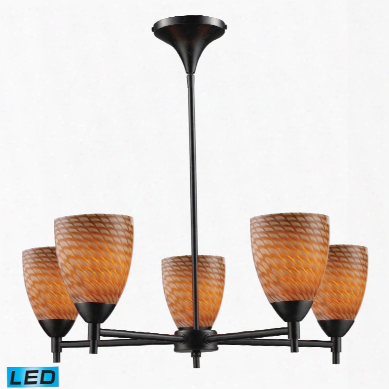 Elk Llighting Celina 5-light Led Chandelier In Dark Rust And Cocoa Glass