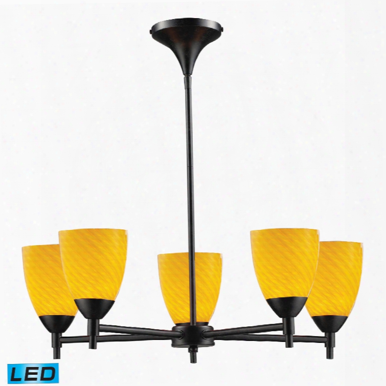 Elk Lighting Celina 5-light Led Chandelier In Dark Rust And Canary Glass