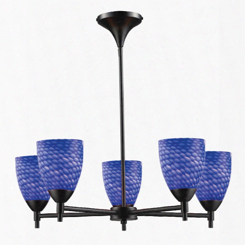 Elk Lighting Celna 5-light Chandelier In Dark Rust And Sapphire Glass