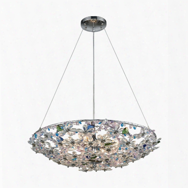 Elk Lighting Crystallus 8-light Chandelier In Polished Chrome With Multi-colored Crystal