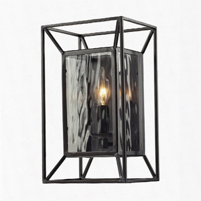 Elk Lighting Cubix 1-light Wall Sconce In Oiled Bronze And Clear Water Glass