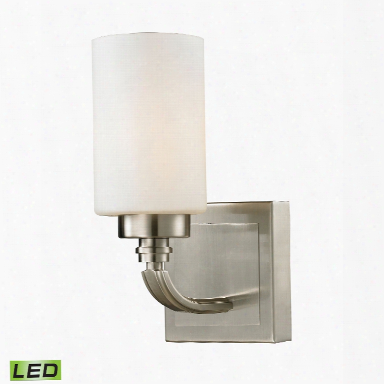 Elk Lighting Dawson 1-light Led Vanity In Brushed Nickel And Opal White Glass