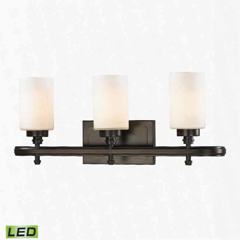 Elk Lighting Dawson 3-light Led Vanity In Oil Rubbed Bronze And Opal White Glass