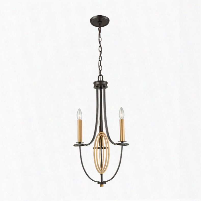 Elk Lighting Dione 3-light Chandelier In Oil Rubbed Bronze With Brushed Antique Brass Accents