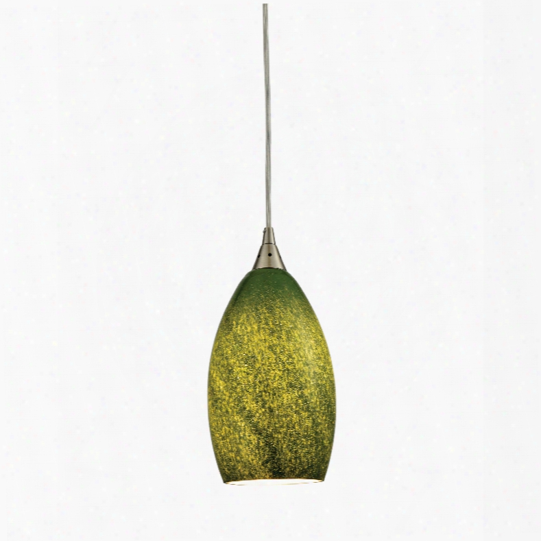 Elk Lighting Earth 1-light Pendant In Satin Nickel And Grass Green Glass