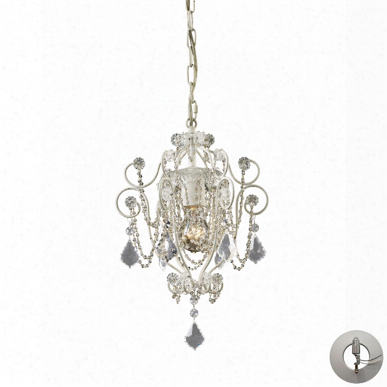 Elk Lighting Elise 1-light Chandelier In Antique White And Clear Crystal - Includes Recessed Lighting Kit