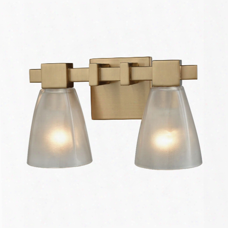 Elk Lighting Ensley 2-light Vanity In Satin Brass With Frosted Glass