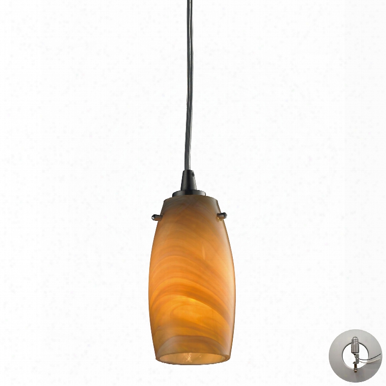 Elk Lighting Favelita 1-light Pendant In Satin Nickel And Honey Melon Glass - Includes Recessed Lighting Kit