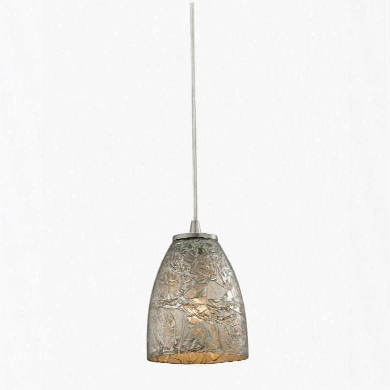 Elk Lighting Fissure 1-light Pendant In Satin Nickel And Silver Glass
