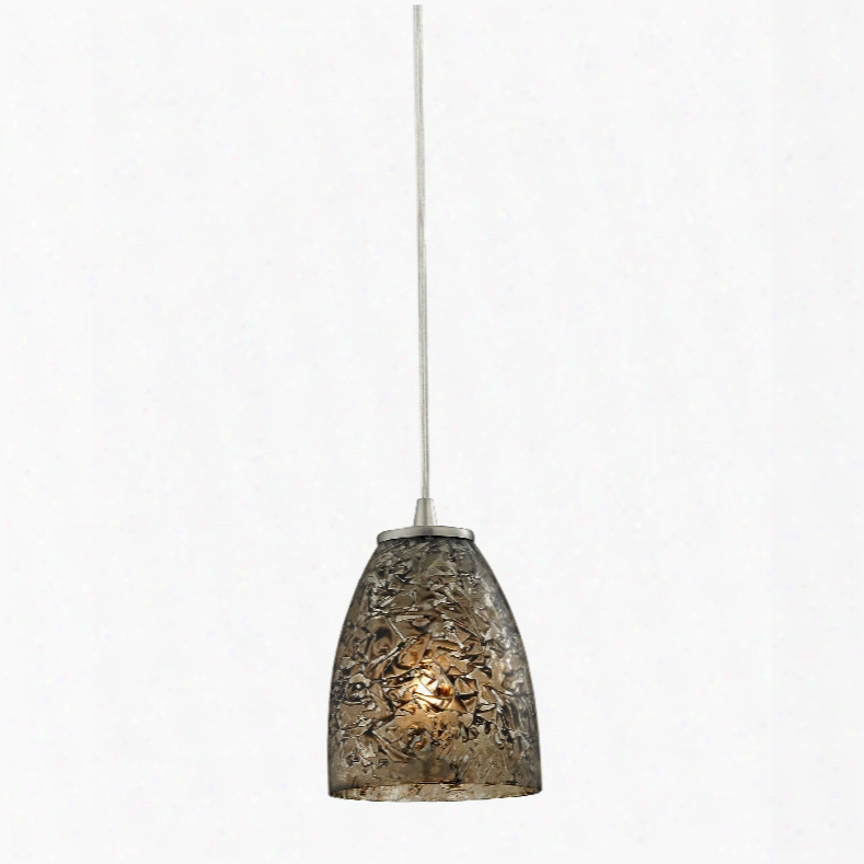 Elk Lighting Fissure 1-light Pendant In Satin Nickel And Smoke Glass