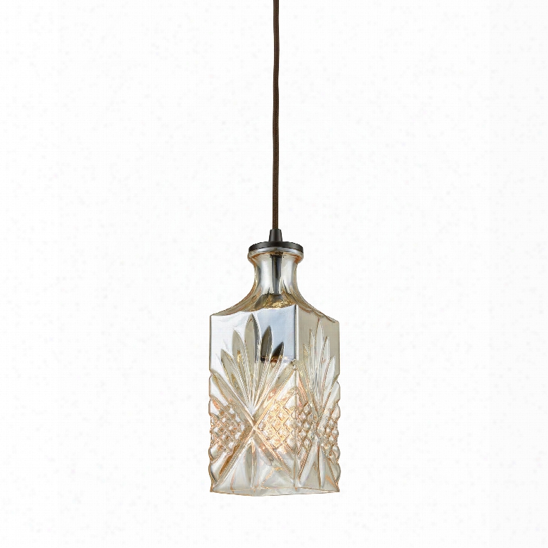Elk Lighting Giovanna 1-light Pendant In Oil Rubbed Bronze With Champagne Plated Decanter Glass