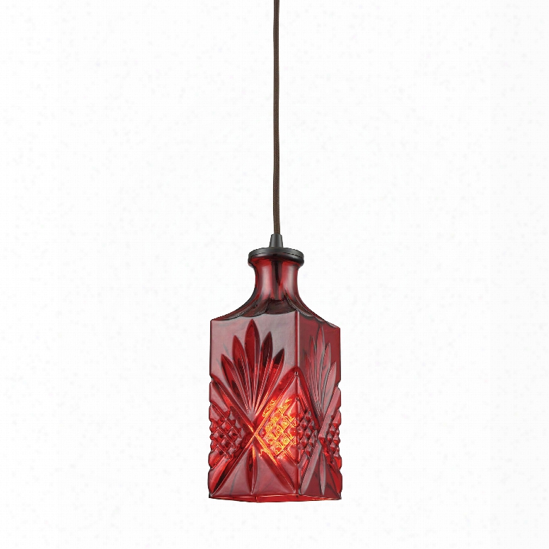 Elk Lighting Giovanna 1-light Pendant In Oil Rubbed Bronze With Wine Red Decanter Glass