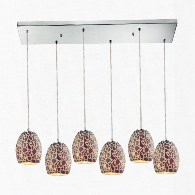 Elk Lighting Glass Mosaic 6-light Pendant In Polished Chrome