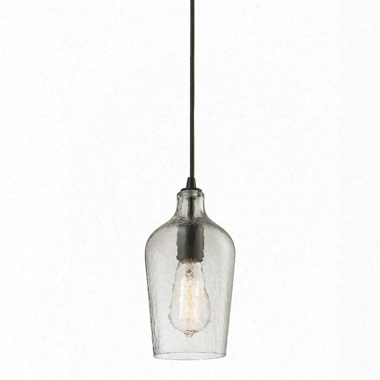 Elk Lighting Hammered Glass 1-light Pendant In Oil Rubbed Bronze And Clear Glass