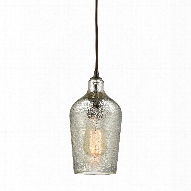 Elk Lighting Hammered Glass 1-light Pendant In Oil Rubbed Bronze With Hammered Mercury Glass
