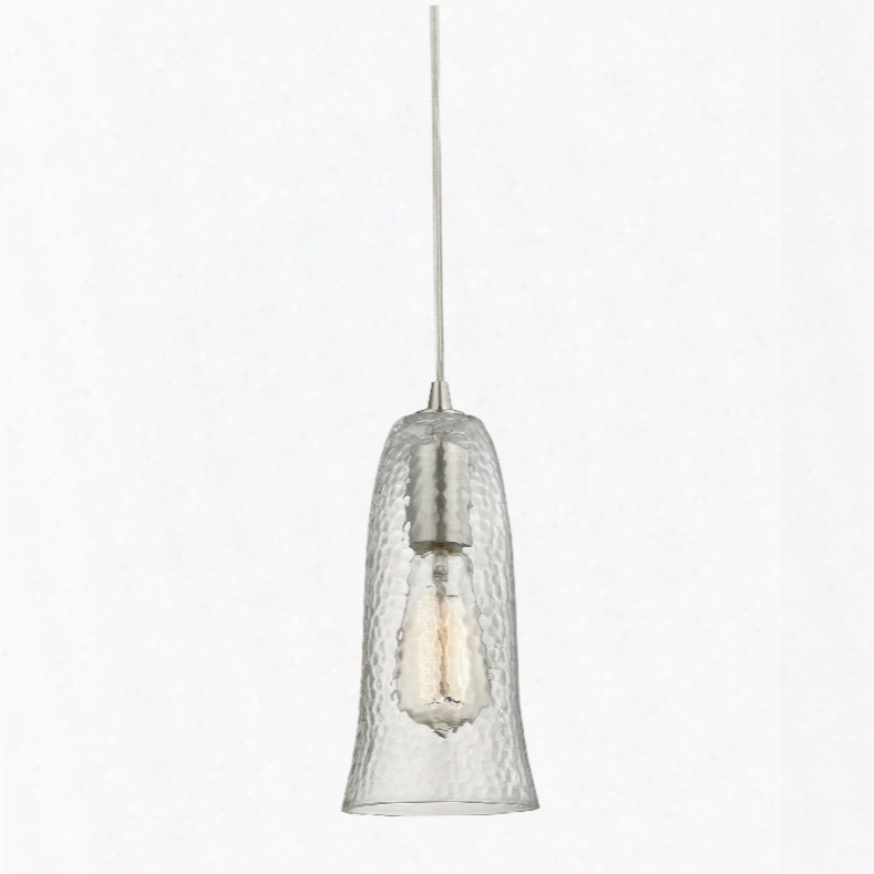 Elk Lighting Hammered Glass 1-light Pendant In Satin Nickel