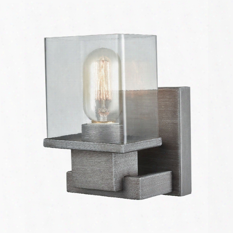 Elk Lighting Hotelier 1-light Vanity In Weathered Zinc With Clear Glass