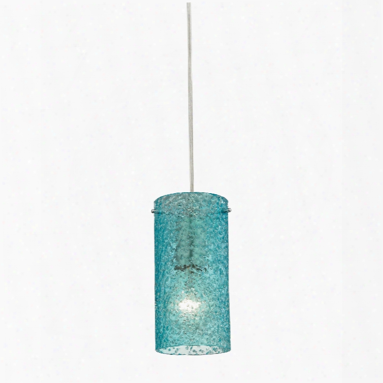 Elk Lighting Ice Fragments 1-light Pendant In Satin Nickel And Aqua Glass