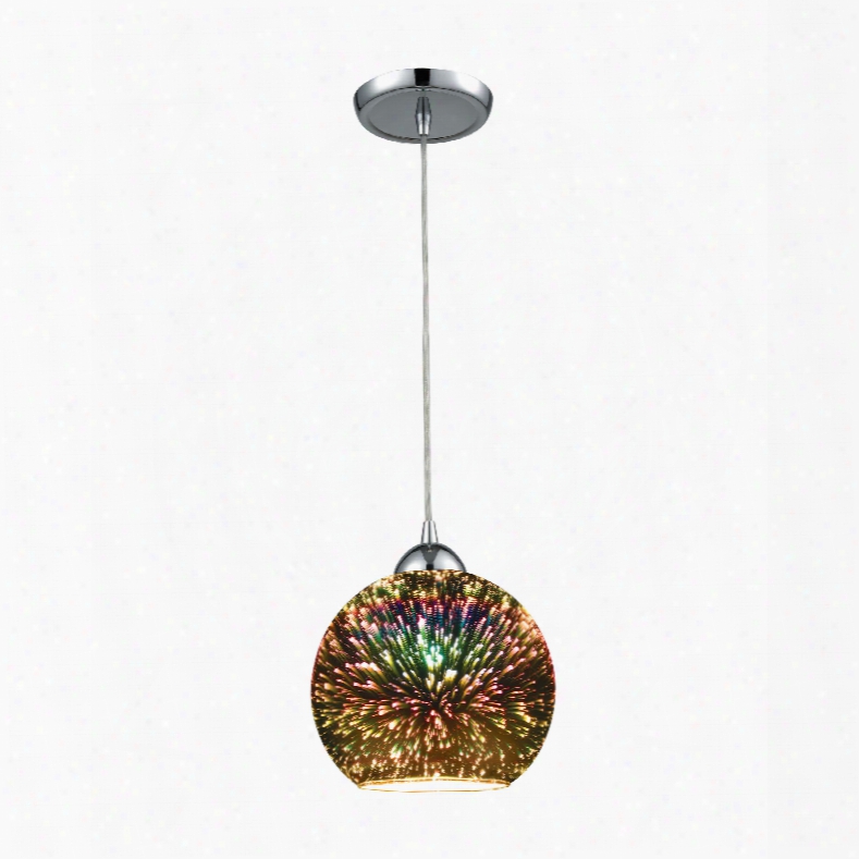 Elk Lighting Illusions 1-light Pendant In Polished Chrome With 3-d Starburst Glass