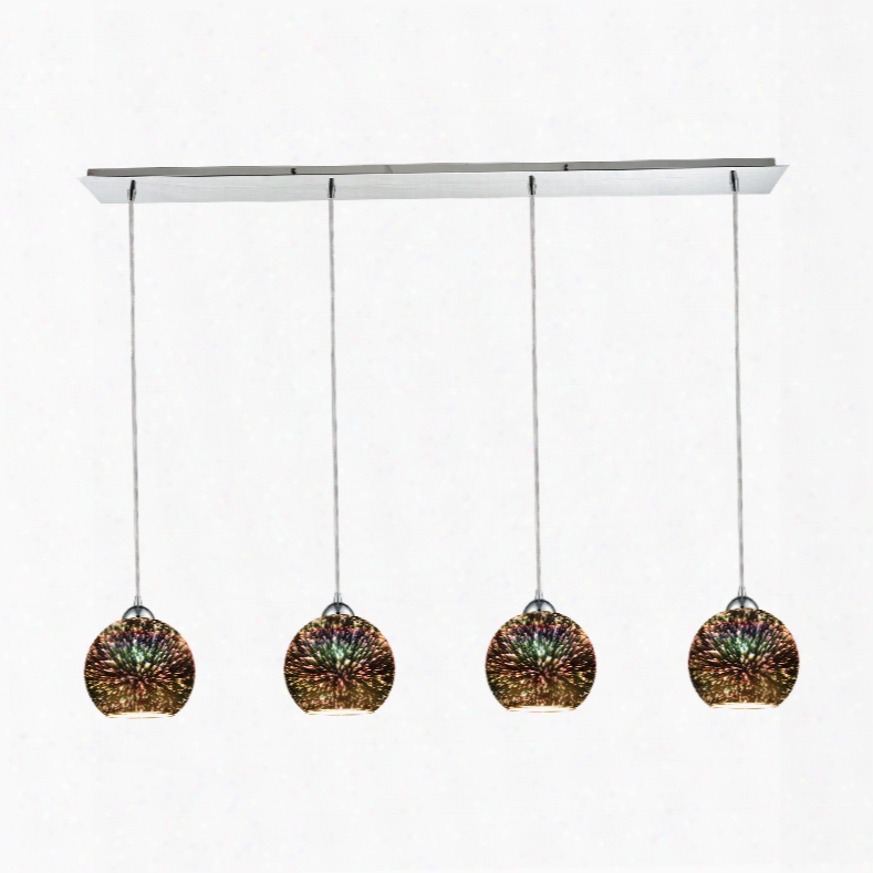 Elk Lighting Illusions 4-light Linear Pan In Polished Chrome With 3-d Starburst Glass Pendant