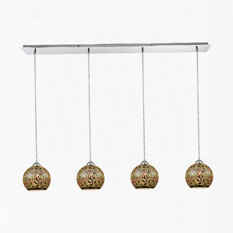 Elk Lighting Illusions 4-light Linear Pan In Polished Chrome With 3-d Graffiti Glass Pendant