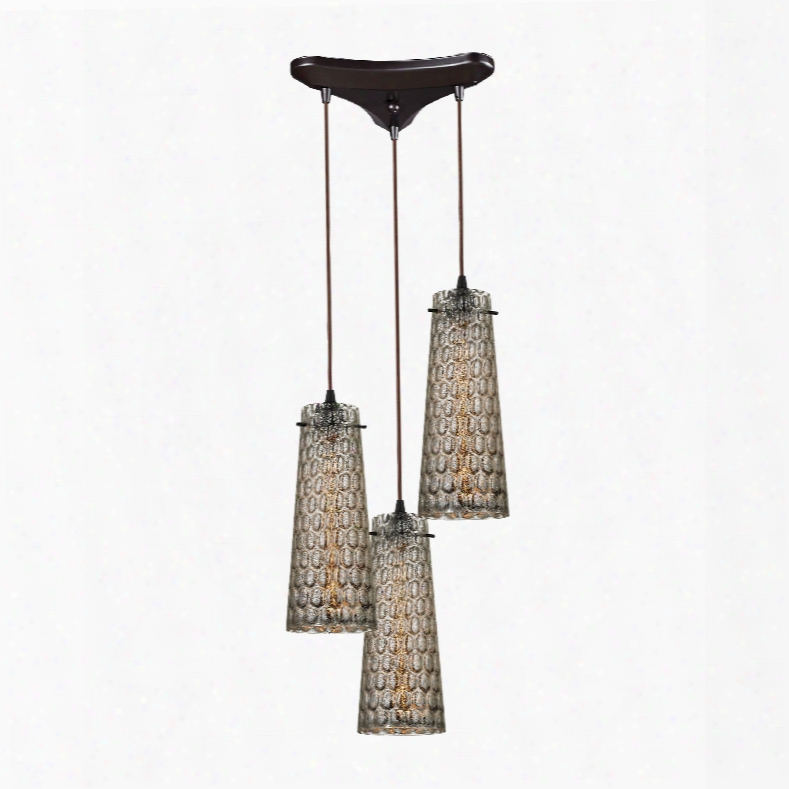 Elk Lighting Jerard 3-light Pendant In Oil Rubbed Bronze And Mecrury Glass