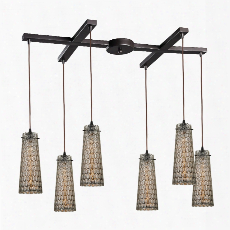 Elklighting Jerard 6-light Pendant In Oil Rubbed Bronze And Mercury Glass