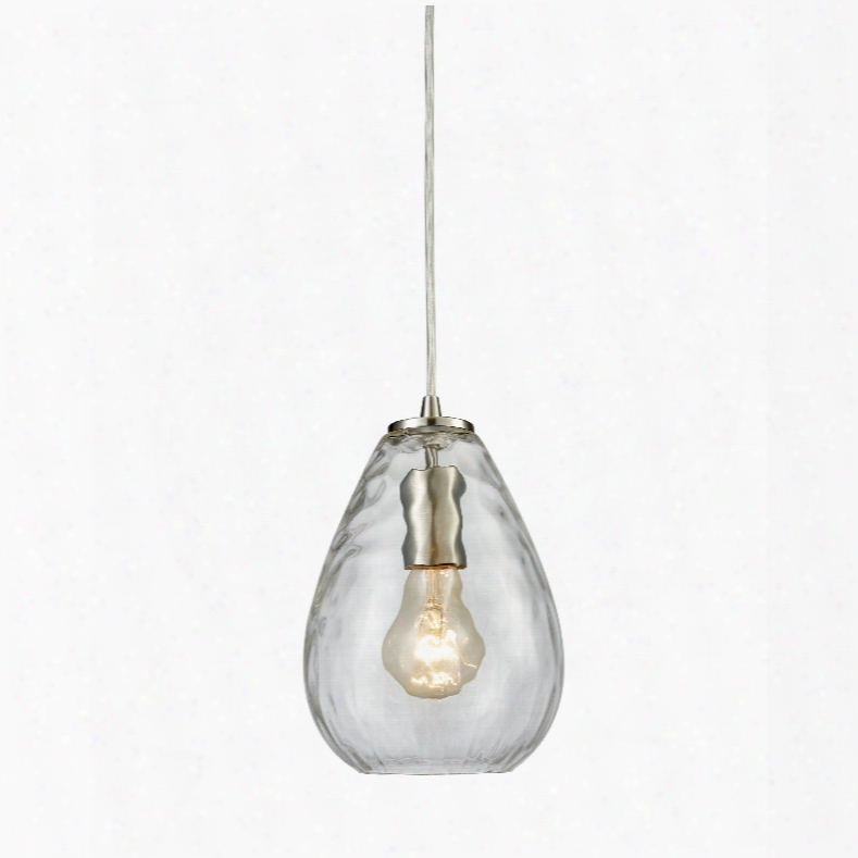 Elk Lighting Lagoon 1-light Pendant In Satin Nickel With Clear Water Glass